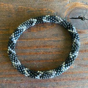 Black And Silver Beaded Bracelet